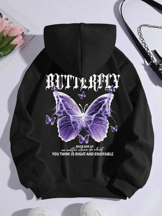 Chic Purple Butterfly Hoodie